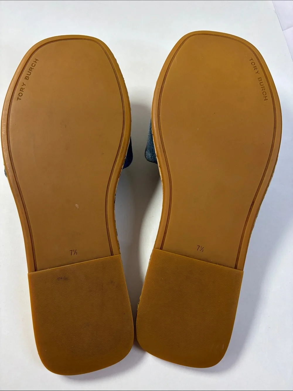 Tory Burch Double T Sport Slide in a blue suede Size 7.5